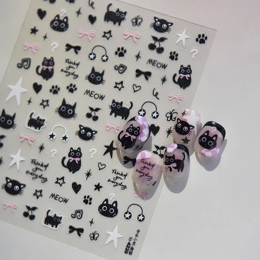 Cute Black Cat Kitten Nail Sti - Anime Merchandise Nepal 评论和价格